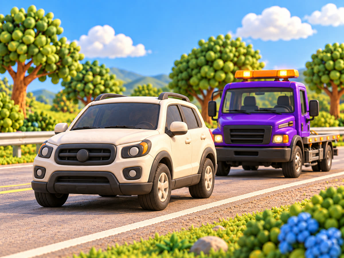 The tow truck arrives